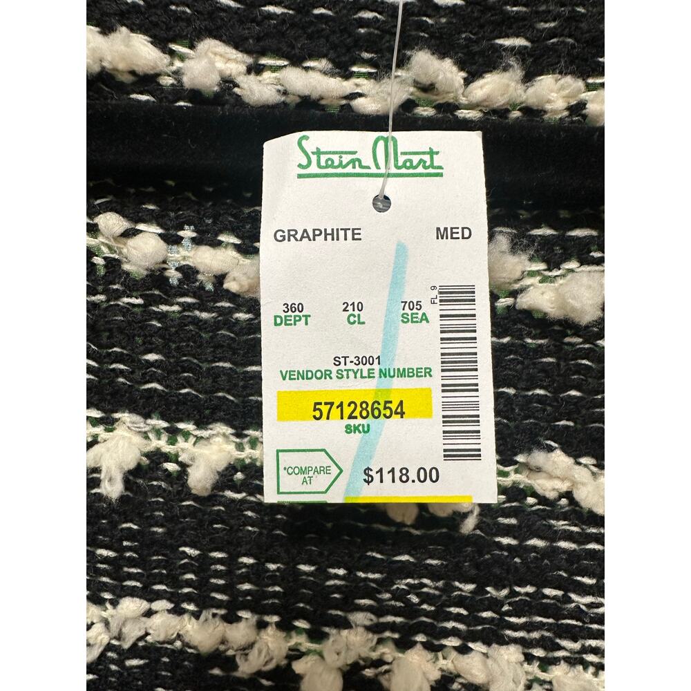 Anthropologie La Fee Verte Cardigan Black White Fringe NWT Size Medium Sweater - Picture 4 of 9